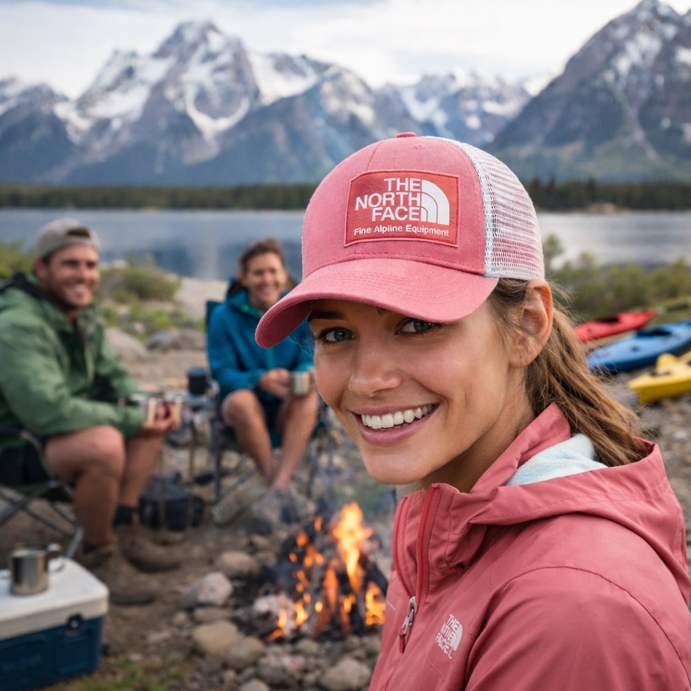 North Face Women’s Pink/White Trucker Style Cap Hat